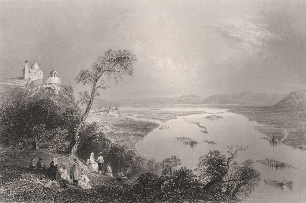 View towards Klosterneuburg from the Leopoldsberg. Danube Donau. BARTLETT 1840
